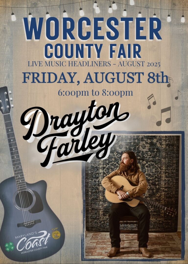 Flyer for Drayton Farley, promoting Worcester County Fair 2025 Headliners